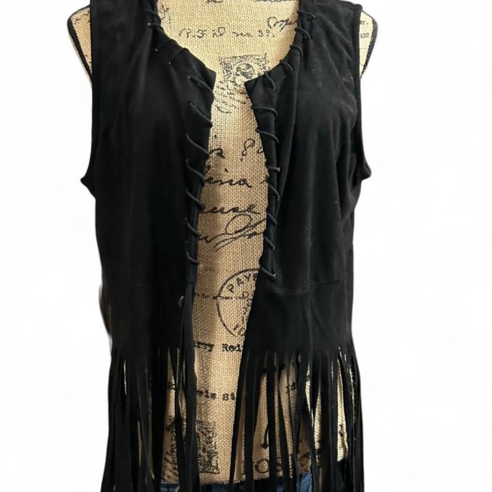 Western Black Fringe Vest